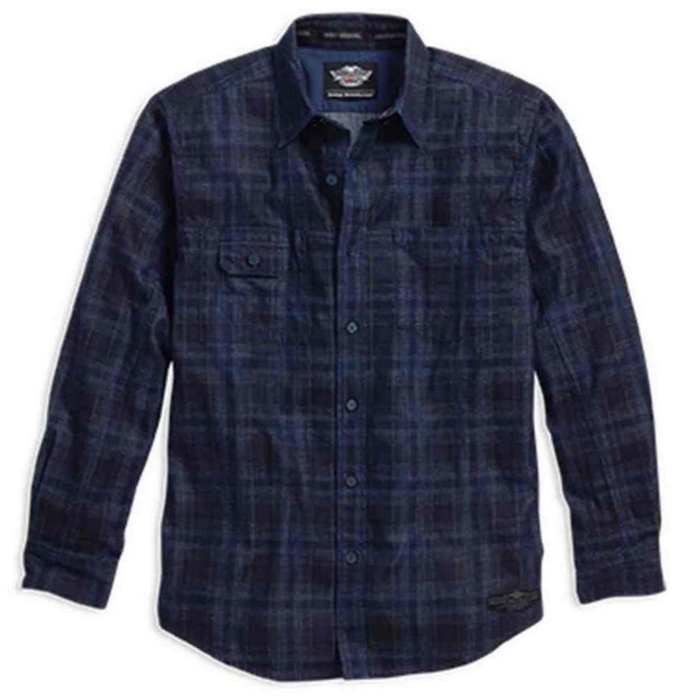 New w/tags Harley-Davidson® Men's 1903 Skull Flannel Plaid Shirt, Black/Blue 2XL